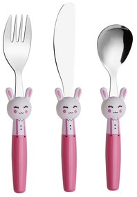 Μαχαιροπίρουνα Παιδικά Bunny (Σετ 3Τμχ) 45.100.156 Pink Cryspo Trio 3 τμχ Stainless Steel