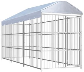 vidaXL Κλουβί Σκύλου Εξωτερικού Χώρου 450 x 150 x 200 εκ. με Στέγαστρο