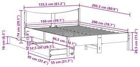 ΠΛΑΙΣΙΟ ΚΡΕΒΑΤΙΟΥ ΜΕ ΣΥΡΤΑΡΙΑ ΛΕΥΚΟ 150X200ΕΚ ΜΑΣΙΦ ΠΕΥΚΟ 3301903