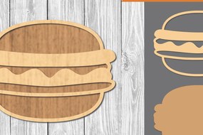 Σετ των 2 Intra απο ξύλο plywood 3mm-4mm πάχος Burger Decoration Δίασταση 15x15 cm INTRAFABR-109510499