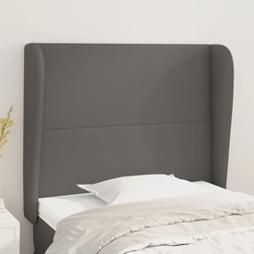 Κεφαλάρι με Πτερύγια Γκρι 83x23x118/128 εκ. Συνθετικό Δέρμα - Γκρι