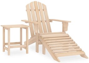 vidaXL Καρέκλα Κήπου Adirondack με Υποπόδιο &amp; Τραπέζι από Ξύλο Ελάτης