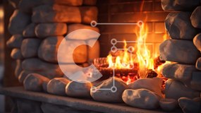 Intra Συλλεκτικό Ξύλινο Παζλ Plywood 4mm - Άνετο τζάκι με πέτρινο τζάκι Σε Ξύλινο Κουτί - Διαστάσεις Puzzle: 10x10 cm – 25 κομμάτια