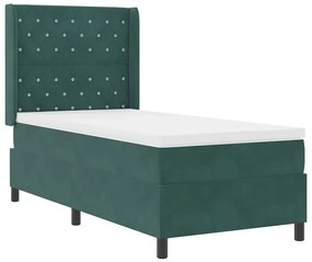 vidaXL Κρεβάτι Box Spring LED με Στρώμα Σκούρο Πράσινο 100 x 200 cm