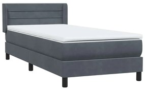 vidaXL Κρεβάτι Boxspring με Στρώμα Σκούρο Γκρι 80x220 εκ. Βελούδινο