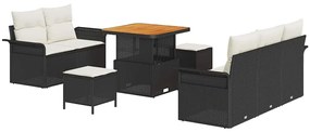 vidaXL Σετ Καναπέ Κήπου Ρυθμιζόμενο ύψος 8 pcs Μαύρο συνθετικό ρατάν