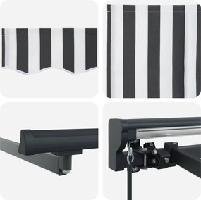 vidaXL Χειροκίνητο πλαίσιο τέντας με LED Γκρι και Λευκό 5 x 3 m