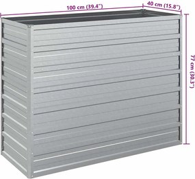 vidaXL Ζαρντινιέρα Υπερυψωμένη Ασημί 100x40x77 εκ. Γαλβανισμ. Χάλυβας