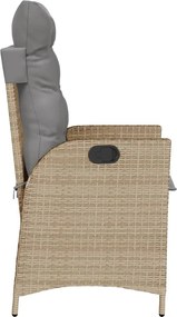 vidaXL Πολυθρόνα Κήπου Ανακλ/νη Μπεζ Συνθ. Ρατάν &amp; Μαξιλάρια