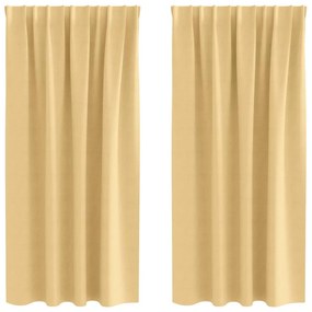 vidaXL Κουρτίνες με κουρτίνες 2 pcs Μπεζ Πολυεστέρας