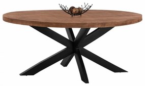 Τραπέζι HM8483.11 Oval Από Μασίφ Ξύλο Mango 210x100x78cm Natural-Black Metal,Wood