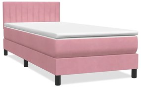 vidaXL Κρεβάτι Boxspring με Στρώμα Ροζ 90x220 εκ. Βελούδινο