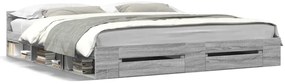 vidaXL Πλαίσιο Κρεβατιού με συρτάρια Γκρι sonoma 200x200εκ. Επεξ. Ξύλο