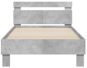vidaXL Πλαίσιο Κρεβατιού με Κεφαλάρι Γκρι Σκυρ. 100x200 εκ. Επεξ. Ξύλο