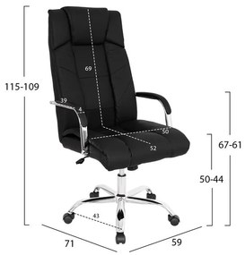 ΚΑΡΕΚΛΑ ΓΡΑΦΕΙΟΥ PAISLEY HM1117 ΜΕ ΜΑΥΡΟ PU 59x71x105 cm. - HM1117