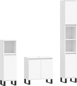 vidaXL Σετ Επίπλων Μπάνιου 3 Τεμαχίων Λευκό από Επεξεργασμένο Ξύλο