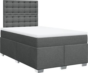 vidaXL Κρεβάτι Boxspring με Στρώμα Σκούρο Γκρι 120x190 εκ Υφασμάτινο