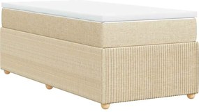 vidaXL Κρεβάτι Boxspring με Στρώμα Κρεμ 90x200 εκ.Υφασμάτινο