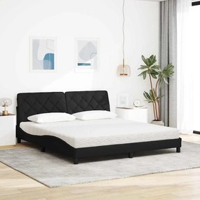 vidaXL Κρεβάτι με Στρώμα Μαύρο 180x200 εκ. Υφασμάτινο