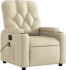 vidaXL Πολυθρόνα Μασάζ Ανακλινόμενη Ηλεκτρική Κρεμ Υφασμάτινη