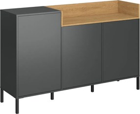 Μπουφές Beril Ανθρακί-Χρυσό Δρυς 155.1x42x98.6cm