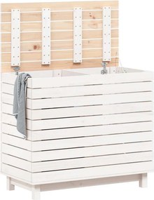 vidaXL Καλάθι Ρούχων Λευκό 88,5x44x76 εκ. από Μασίφ Ξύλο Πεύκου