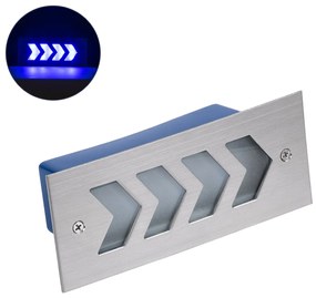 GloboStar WALLLIGHT-ARINA 90673 Χωνευτό Φωτιστικό Τοίχου LED 6W 600lm 120° DC 24V Αδιάβροχο IP67 Μ17 x Π7 x Υ5.5cm Μπλε - Ανοξείδωτο Ατσάλι - 3 Years Warranty - 90673