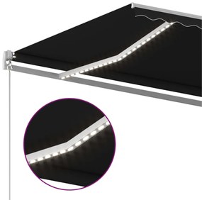 vidaXL Τέντα Συρόμενη Χειροκίνητη με LED Ανθρακί 400 x 300 εκ.