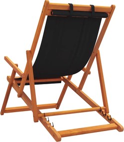 vidaXL Καρέκλες Παραλίας Πτυσσόμενες 2 τεμ. Μαύρες Υφασμάτινες