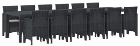 vidaXL Σέτ φαγητού για κήπο 13 pcs Ανθρακί Rattan Polt