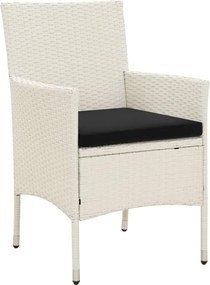 vidaXL Σετ Τραπεζαρίας Εξ. Χώρου 5 τεμ. Λευκό Συνθ. Ρατάν με Μαξιλάρια