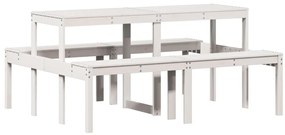 vidaXL Τραπέζι Πικνίκ Λευκό 160 x 134 x 75 εκ. από Μασίφ Ξύλο Πεύκου