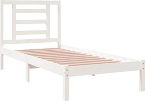 vidaXL Πλαίσιο Κρεβατιού Λευκό 75x190 εκ. Μασίφ Ξύλο Small Single