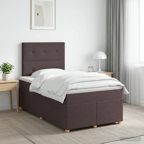 vidaXL Κρεβάτι box spring με στρώμα Σκούρο Καφέ 120 x 200 cm Ύφασμα