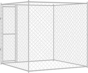 vidaXL Κλουβί σκύλου Ασημί 200 x 200 x 200 cm Επικαλυμμένος Χάλυβας