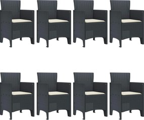 vidaXL Σέτ φαγητού για κήπο 9 pcs Ανθρακί Πολυπροπυλένιο