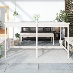 Τραπέζι Κήπου Λευκό 203,5 x 90 x 110 εκ. από Μασίφ Ξύλο Πεύκου - Λευκό