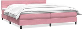 vidaXL Κρεβάτι Boxspring με Στρώμα Ροζ 180x210 εκ. Βελούδινο