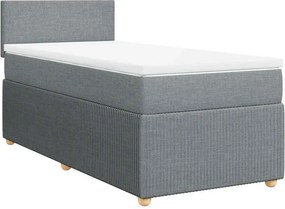vidaXL Κρεβάτι Boxspring με Στρώμα Ανοιχτό Γκρι 100x200 εκ. Υφασμάτινο