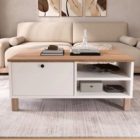 Τραπεζάκι Σαλονιού Λευκό / Δρυς ICROR 90x60x38.6
