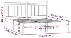 ΠΛΑΙΣΙΟ ΚΡΕΒΑΤΙΟΥ 120 X 200 ΕΚ. ΑΠΟ ΜΑΣΙΦ ΞΥΛΟ ΠΕΥΚΟΥ 3100584