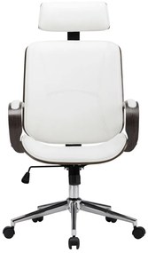 Καρέκλα Γραφείου με Προσκέφαλο Λευκή Συνθ. Δέρμα/Λυγισμένο Ξύλο - Λευκό