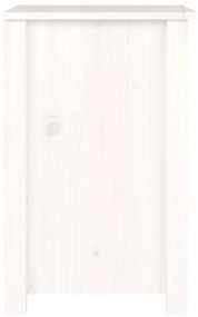 Κομοδίνο Λευκό 40x35x55 εκ. από Μασίφ Ξύλο Πεύκου - Λευκό