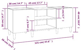 Δισκοθήκη Γκρι Sonoma 121 x 38 x 48 εκ. από Επεξεργασμένο Ξύλο - Γκρι