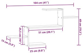 Ραφιέρα Τοίχου Γκρι Sonoma 104x15x49 εκ. Επεξεργασμένο Ξύλο - Γκρι