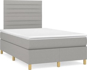 vidaXL Κρεβάτι Boxspring με Στρώμα &amp; LED Αν.Γκρι 120x190εκ. Υφασμάτινο