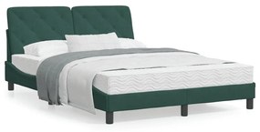 Κρεβάτι με Στρώμα Σκούρο Πράσινο 120x200εκ. Βελούδινο - Πράσινο