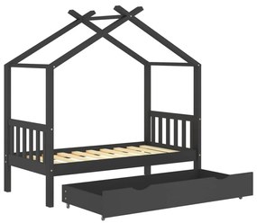 Πλαίσιο Κρεβατιού Παιδικό με Συρτάρι Σκ. Γκρι Τύπου Montessori 80x160 εκ. Πεύκο - Γκρι