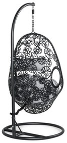 Κρεμαστή πολυθρόνα Comfort Garden 1566, 196x95x95cm, Γκρι, Μαύρο, Ταπισερί, Μαξιλάρι καθίσματος: Ναι | Epipla1.gr