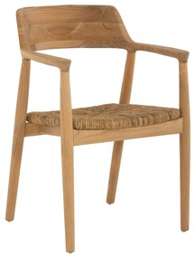 ARMCHAIR SOLID TEAK WOOD AND STRAW-MATT SEAT  58x53x79cm.